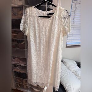 Leslie Fay Cream Lace Mini Dress